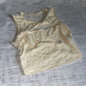 SHEIN Lace Overlay Tank Top - Cream